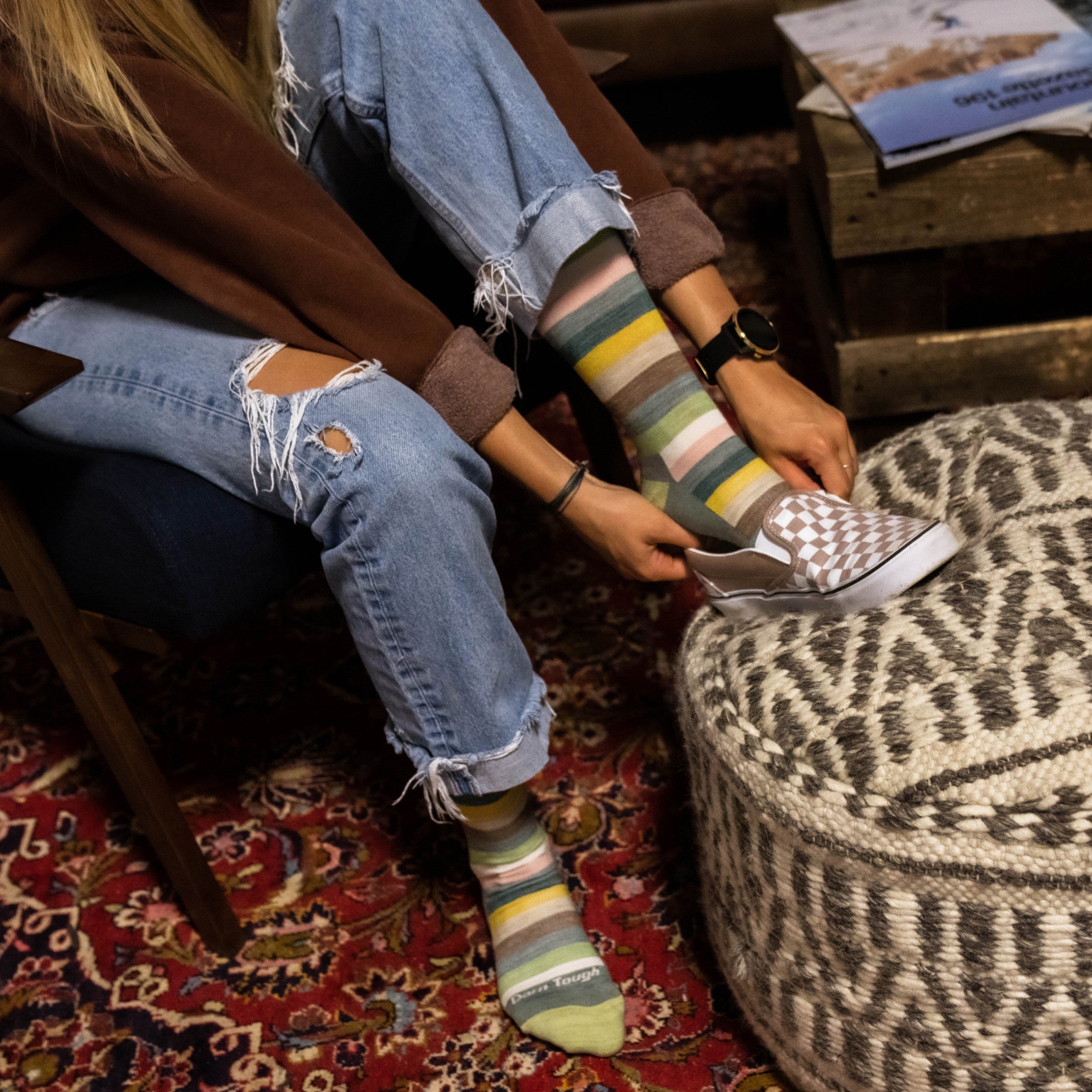 Women's Mystic Stripe Crew Lightweight Lifestyle Socks