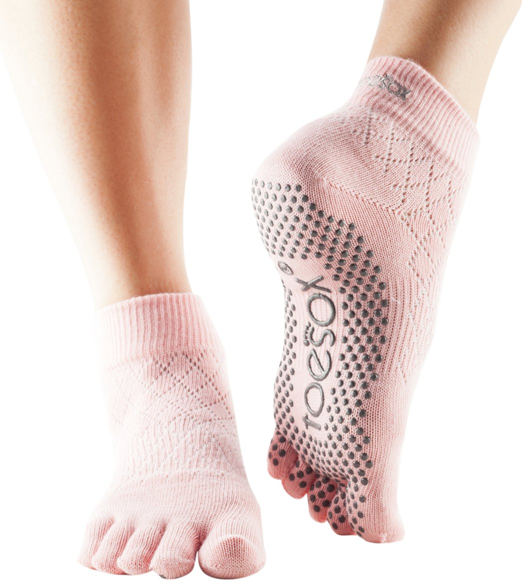Toesox Ankle Length Full-Toe Yoga Grip Socks