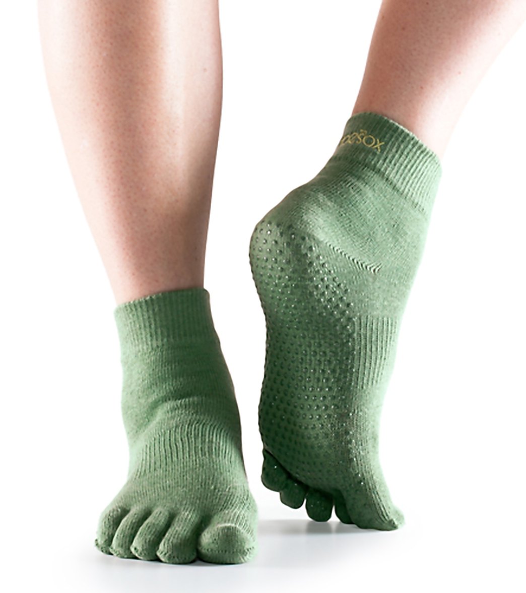 Toesox Ankle Length Full-Toe Yoga Grip Socks