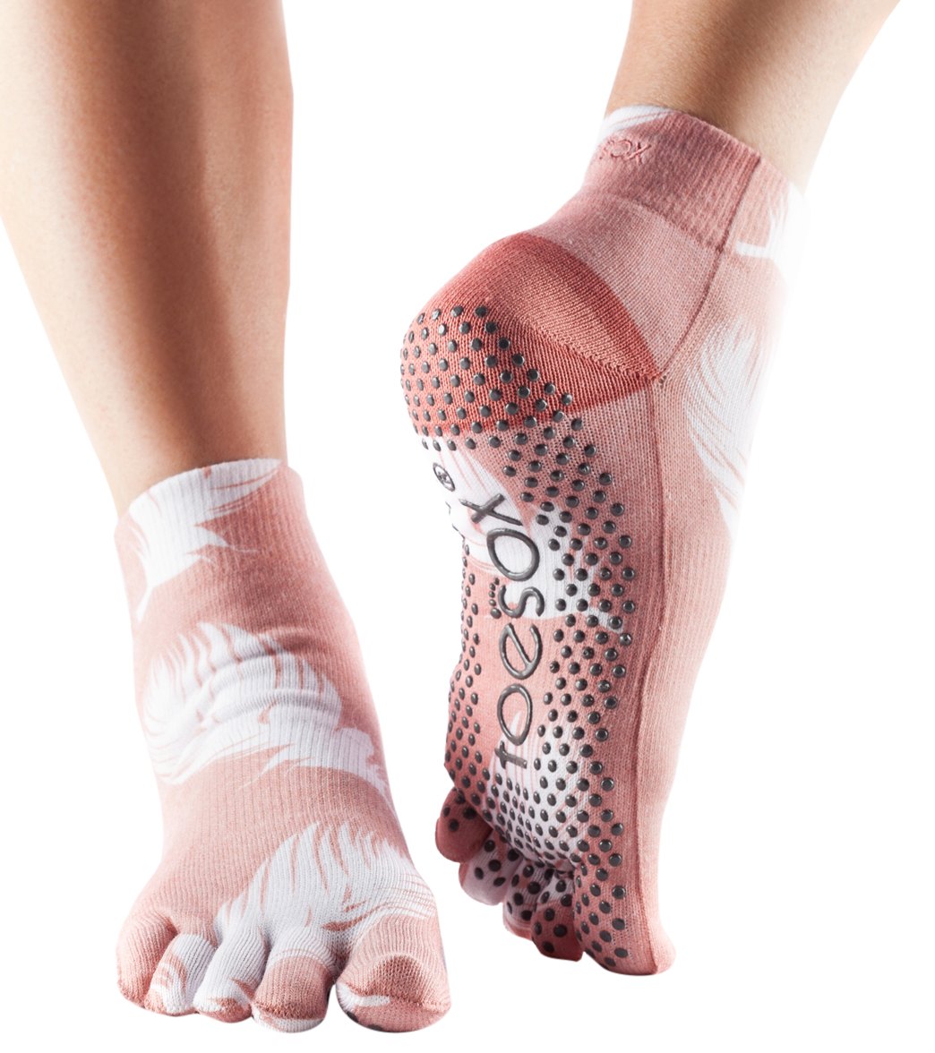 Toesox Ankle Length Full-Toe Yoga Grip Socks